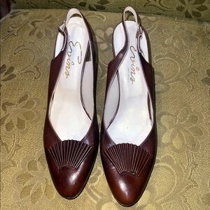 Brown Leather Slingback Heels